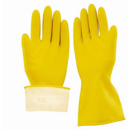 Yellow Dipped Flocklined Household Latex Gloves