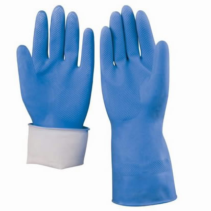 Blue household latex gloves