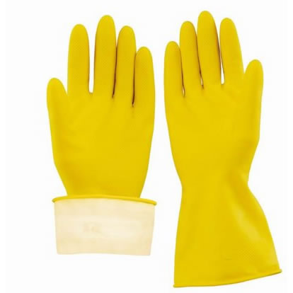 Yellow household latex gloves