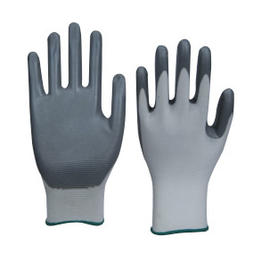 Gray nitrile coated gray nylon  working gloves