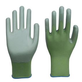 Green nitrile coated Apple-green nylon working gloves